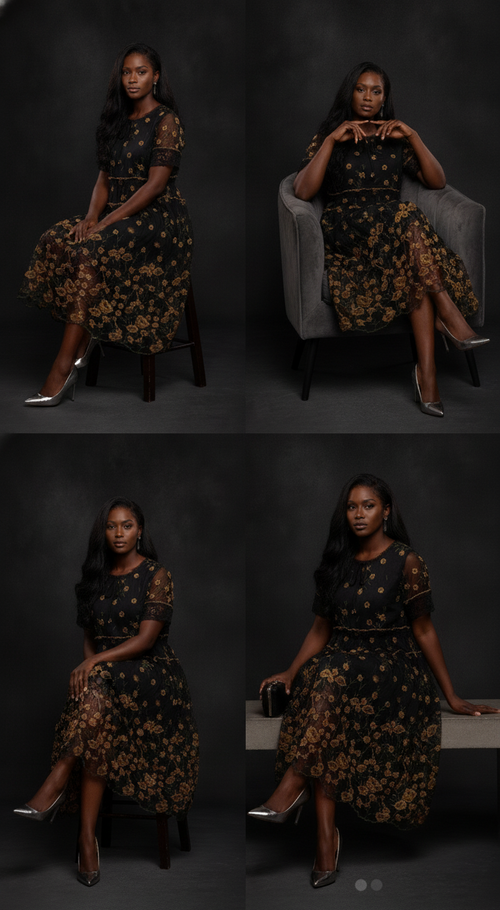 Embroidered Net Yarn Noble Lady Wide Lady Floral Dress Women